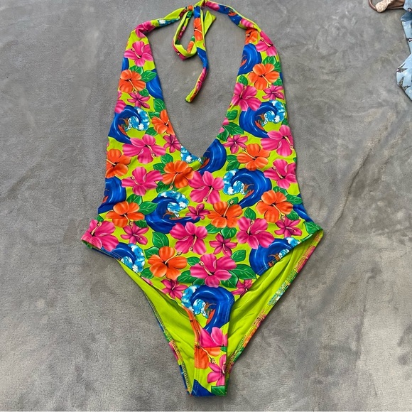 Frankie's Bikinis Floral One Piece Swimsuit - Pink and Blue - Picture 5 of 13